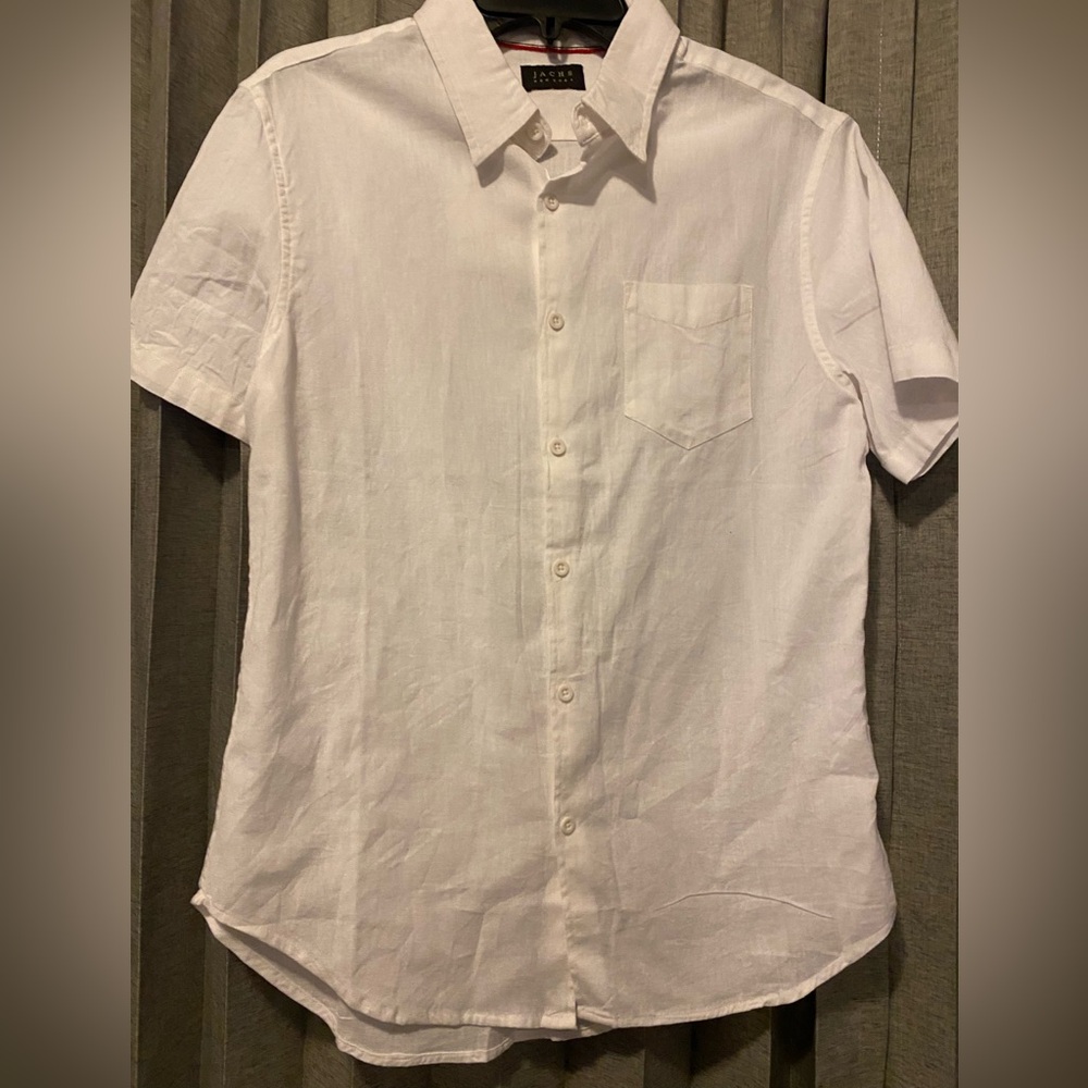 Men’s Short Sleeve Button Down Cotton Linen Shirt Size Small New